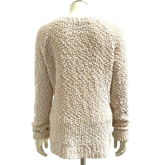 Almost Famous Polyester Acrylic Blend Long Sweater Cream V Neck Pullover Size L - Picture 4 of 8